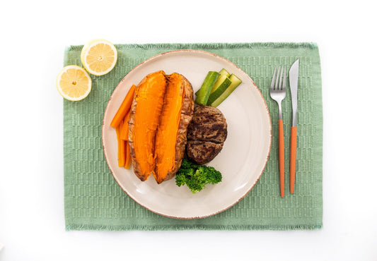 Beef Tenderloin with Sweet Potato & Veggies - Cut Bulk RestBeef Tenderloin with Sweet Potato & Veggies