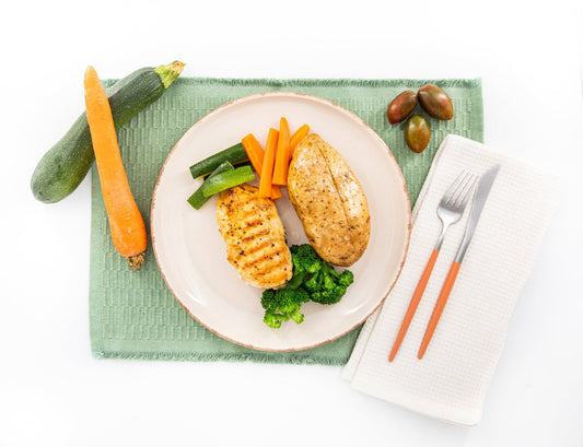 Grilled Chicken Breast with Jacket Potato & Veggies - Cut Bulk RestGrilled Chicken Breast with Jacket Potato & Veggies